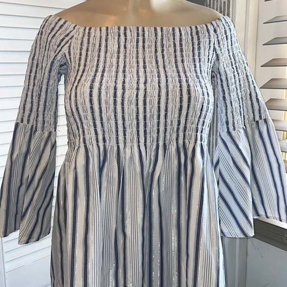 SAM EDELMAN Metallic StripeOff the Shoulder Dress - Picture 7 of 12
